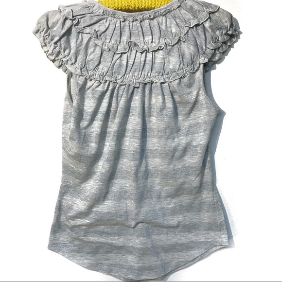 Anthropologie Little Yellow Button Gray Striped Top Size Small‎ - Picture 3 of 7
